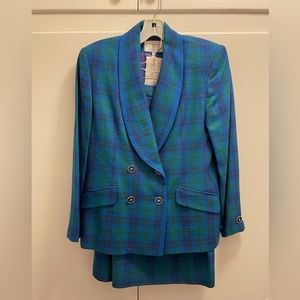 Vintage With Tags Attached Petite Sophisticate Plaid Skirt Suit